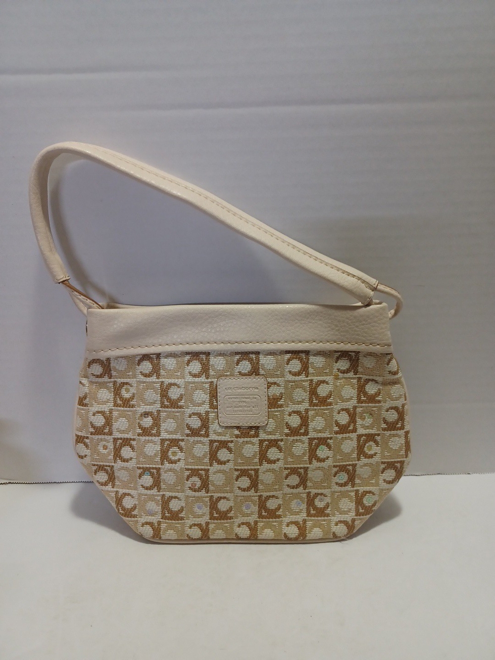 Liz Claiborne Monogram Shoulder Bag in Cream & Brown